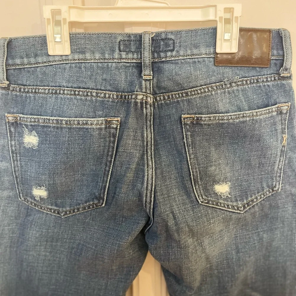 Express Jeans Mens 30x30 Slim Straight Distressed Ripped Blue Soft Cotton Denim